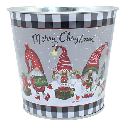 Maceta De Metal Con Diseño Navideño Chw02954 V