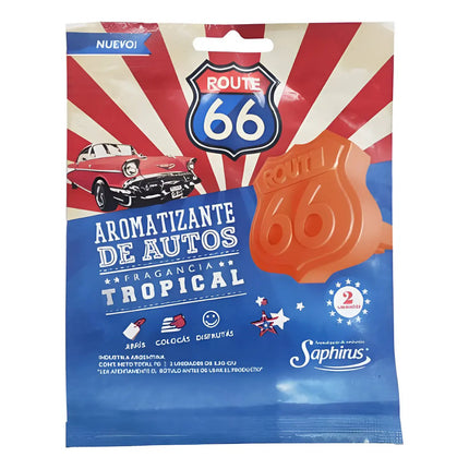 Aromatizador Auto Saphirus Tropical Route 66 Sobre X2 Naranja Tropical