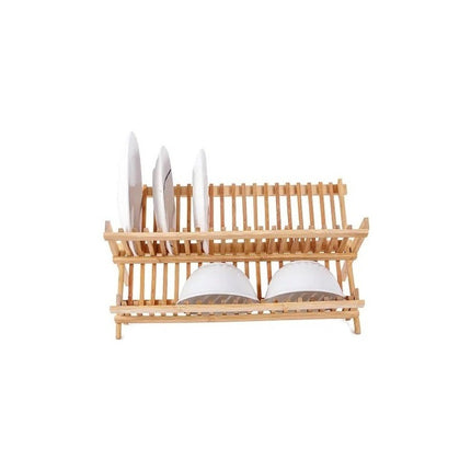 Escurridor Plegable De Bambú 2 Niveles Para Mesada Bambú