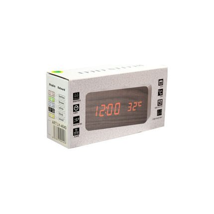 Reloj Digital Bloque De Madera Lh-4649 Marrón Claro