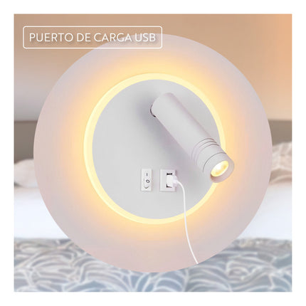 Lampara De Pared Con Interruptor Y Usb Lh-3473 X