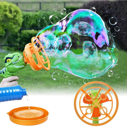 Pistola Lanza Burbujas Dinosaurio Burbudinosaurio Para Niños Verde