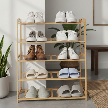 Zapatera De 5 Niveles Bambú Medidas 67 X 27 X 86 Cm