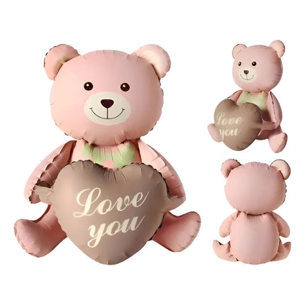 Globo De Helio Forma De Oso Ideal Para Regalo 105x68cm Rosa Y Marron
