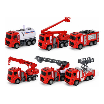 Set De Camiones De Rescate Y Bomberos 6pcs Bombero Rojo