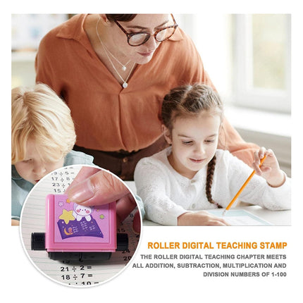 Rollo Sello Con Cunetas Matematica Escolar Con Tinta  Negro Negro