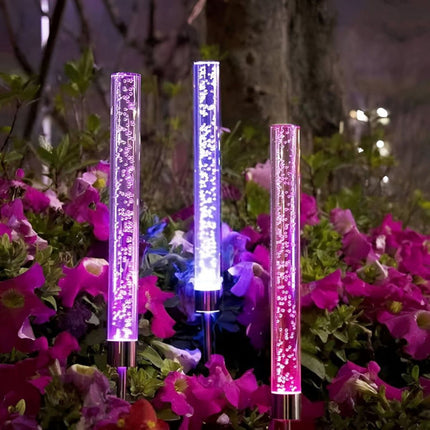 Estaca Solar Led Rgb Cilíndrica Para Jardín Rgb