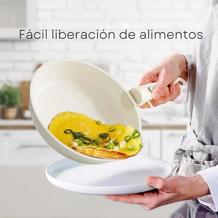 Juego De Ollas Antiadherente 9 Piezas Con Mango Removible Beige