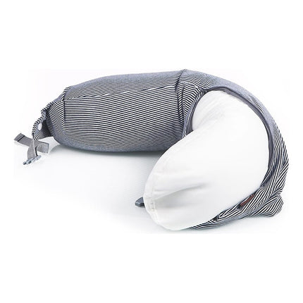 Almohada De  Viaje Varios Modos De Uso Forma U Gris, Azul, Negro Rayado