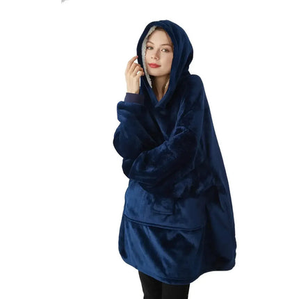 Buzo Poncho Adulto Plush Con Capucha Xxxl Azul