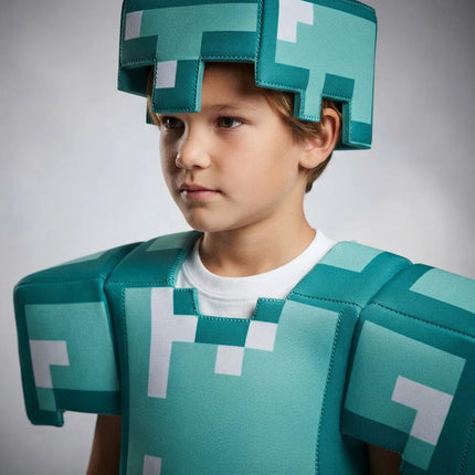 Disfraz Armour Minecraft Completo Para Niños Celeste L