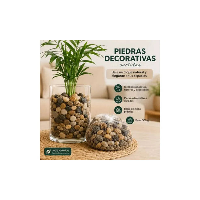 Piedras En Malla Para Decoración 500gr. Cgf01170 V 1 Cm 3 Cm
