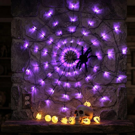 Telaraña Con Luz Para Decoración De Halloween Morado