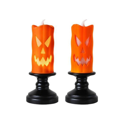 Vela Led Halloween A Pilas Con Soporte Naranja