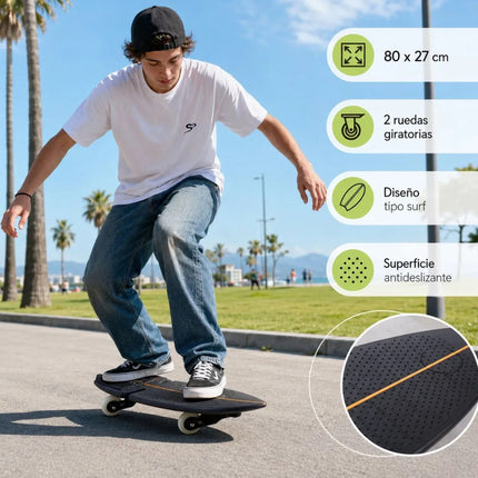 Skate De Dos Ruedas Waveboard 27x81cm Negro