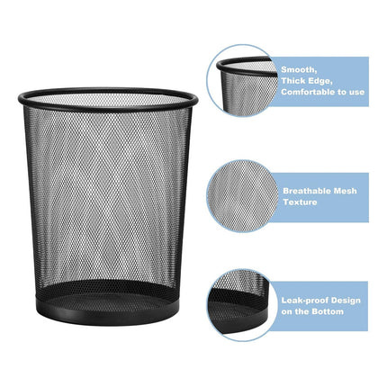 Papelera Metálica Calada De Oficina 27 Cm Alto 25 Cm De Diá Negro