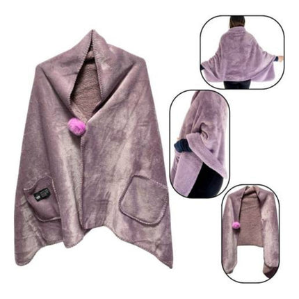 Manta Con Forma De Poncho Con Bolsillos 65x170cm