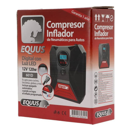 Compresor Inflador De Neumáticos Digital 12v Equus Negro