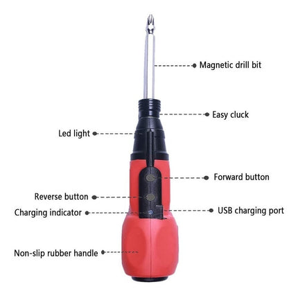 Destornillador Inalámbrico Atornillador Equus 3.7v Litio Col Rojo 0