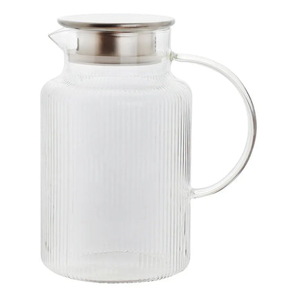 Jarra De Vidrio 2.1l 20cm Con Tapa Y Asa Tr