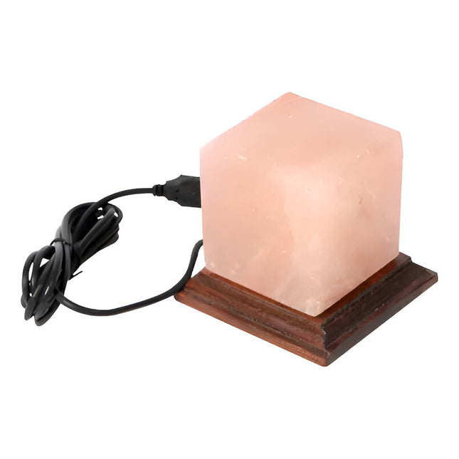 Lampara De Sal Himalaya Cuadrada Con Luz De Colores Usb V V
