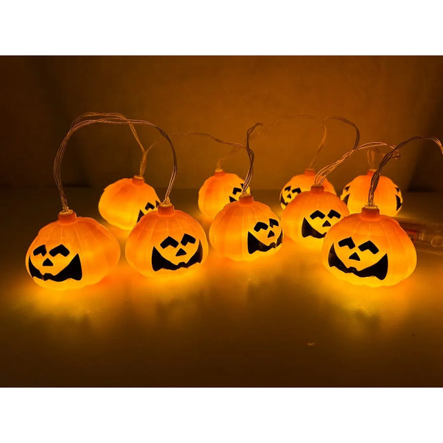 Guía De Luces Calabaza 2mts Para Decoración De Halloween Naranja