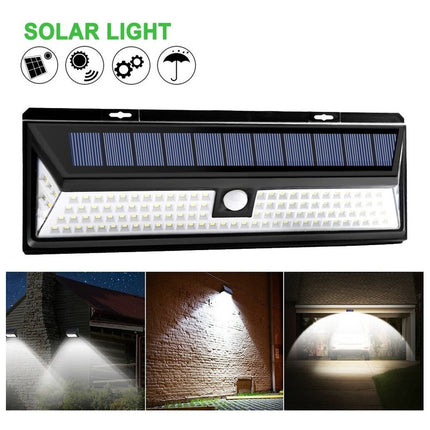 Foco Exterior Led Con Sensor Recarga Solar A Batería 88 Led Blanco Frío