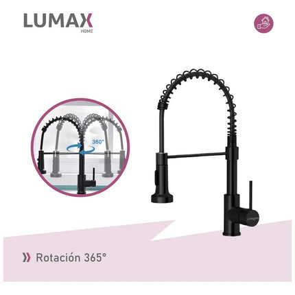 Canilla Monomando Lavaplatos Flexible Griferia Negro Negro