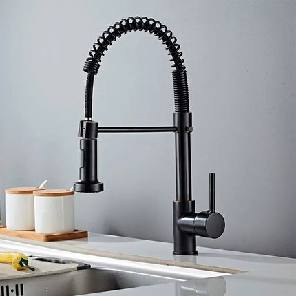 Canilla Monocomando Pico Flexible Extensible Cocina Mesada  Negro Mate