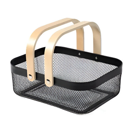 Canasto Metalico Con Asas De Madera 32 X 24 Cm Z