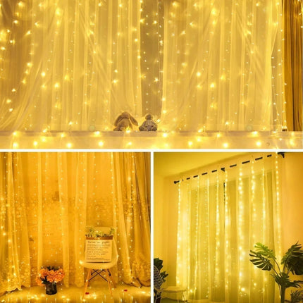 Cortina 300 Luces Led 3x3mts Decoración Cálida Con Control Cálida