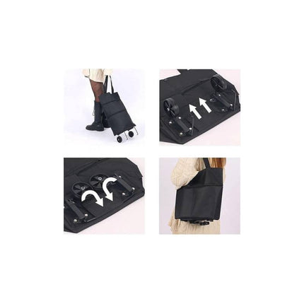 Bolso De Tela Con Ruedas Plegable 52x40cm. Negro