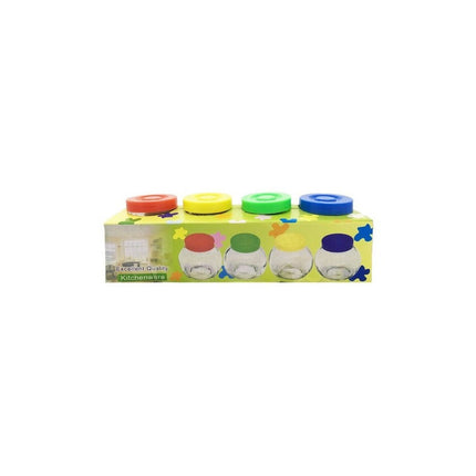 Frascos X4 C/tapas De Colores N/a
