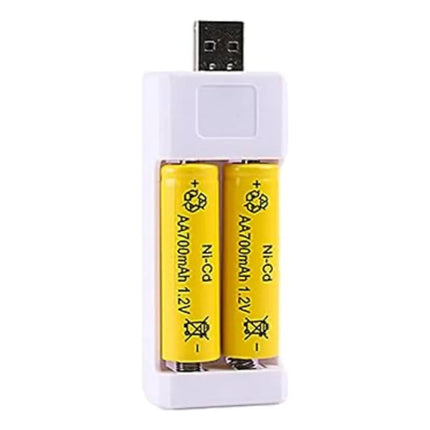 Cargador De Pilas Aa Recargables Usb + 2 Pilas 700mah 1.2v