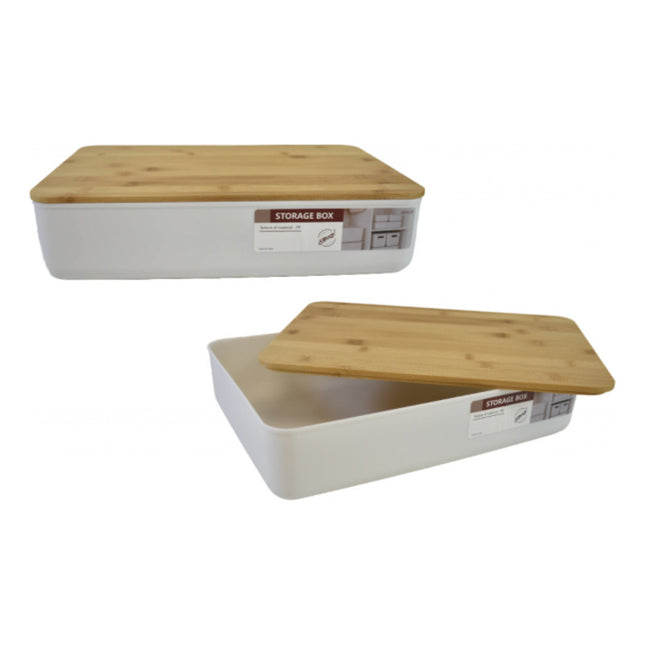 Caja Organizadora Con Tapa De Bambu 36x25x8cm X
