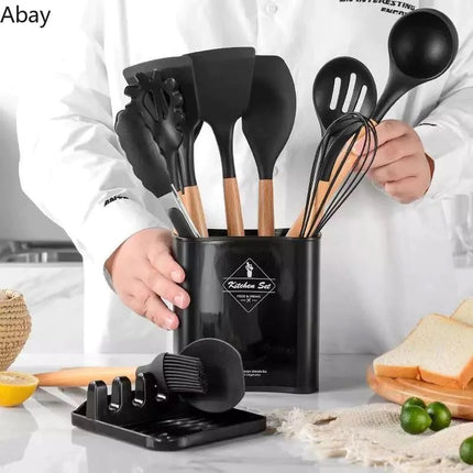 Juego Menage De Silicona 13piezas C/ Soporte Negro