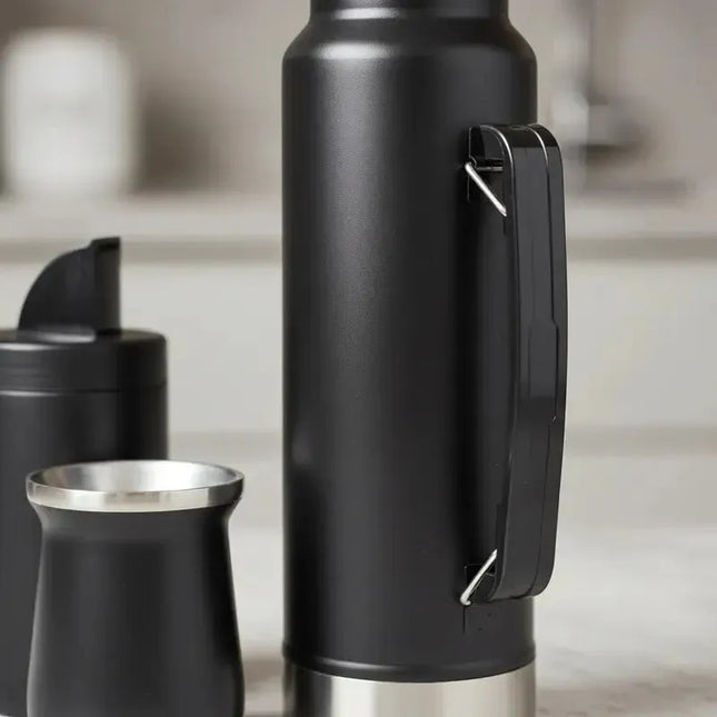 Set Termo + Mate Con Tapa + Yerbera Diseño Moderno Aleatorio
