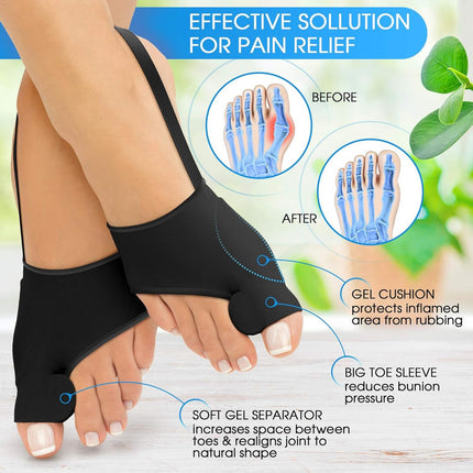 Corrector De Juanete Tela Negro Nuevo Modelo  Negro