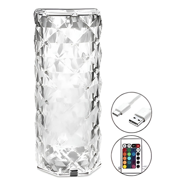 Lampara De Mesa Diamante16 Colores Tactil Recargable Agua Colores