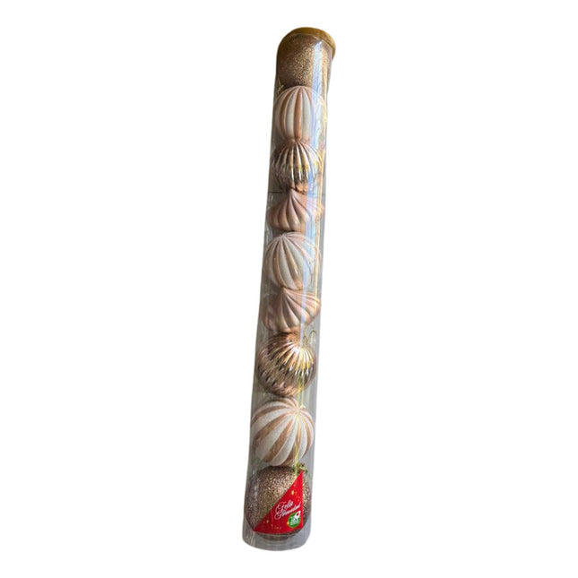 Set X9 Chirimbolos Para Arbol De Navidad  Grandes Rosa Gold