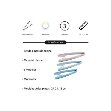 Pinzas Para Cocina Para Servir De Plastico X3 En Cartón