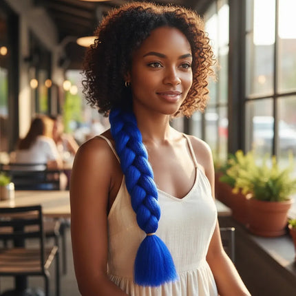 Trenza Azul De Pelo Sintético 55cm Cas00186 Azul