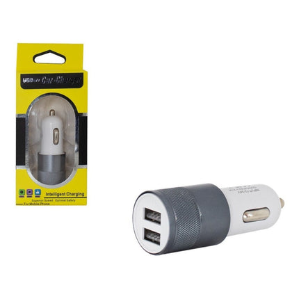 Cargador Auto  Adaptador  12v 2 Usb 2.1/1.2a Blanco