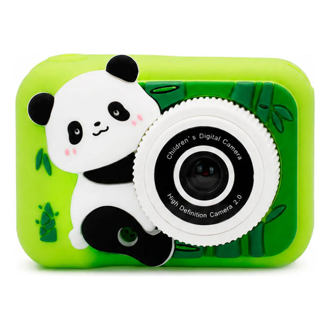 Camara De Fotos Digital Infantil Recargable Oso Panda Verde Verde Lima