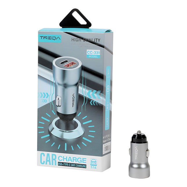 Mini  Treqa Cargador Metal 12 V Para Auto Cc-331