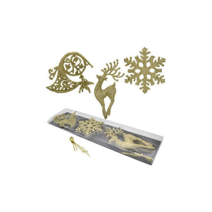 Adornos De Navidad Colgantes X7 Unidades Dorado Oscuro