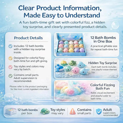 Bombas De Baño X12 Unidades  Con Sorpresa Azul Claro
