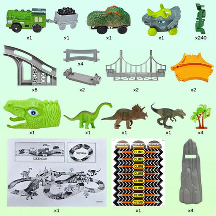 Pista De Carreras De Dinosaurios Para Niños 275 Piezas Verde
