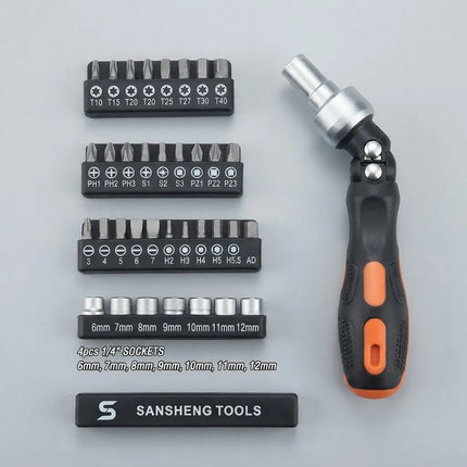 Set De Destornillador Criquet Y Accesorios 35pcs Ctl00291 Naranja Y Negro