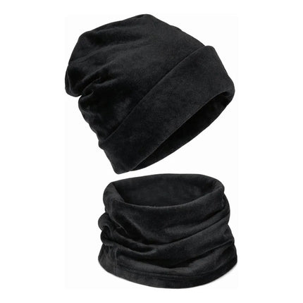 Set De Gorro Y Cuello De Tela Terciopelo. Negro Cgs00712 Negro Unico